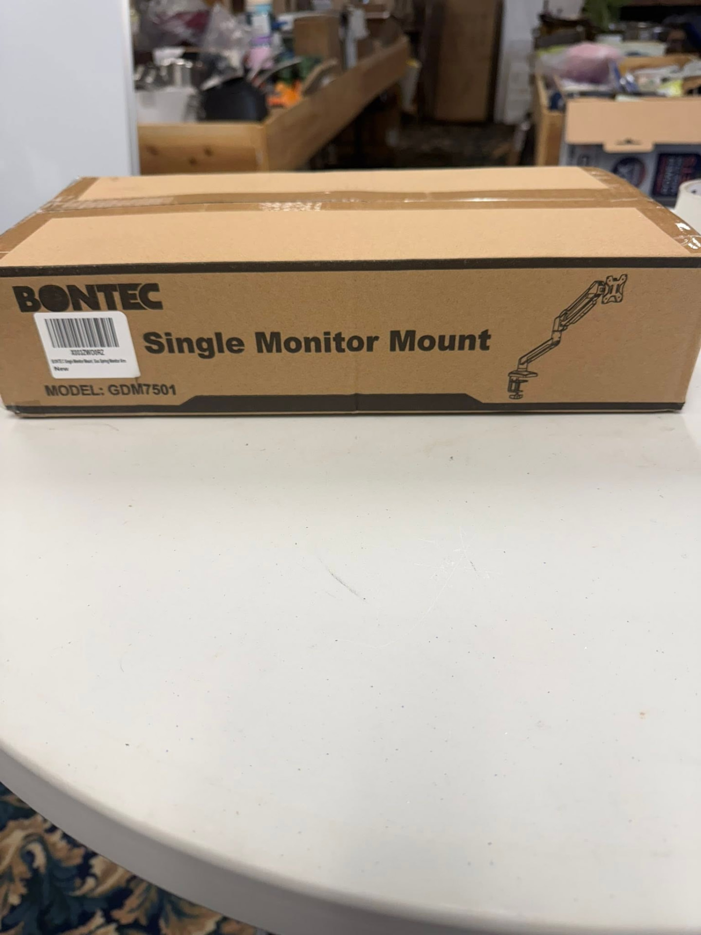 Boxed single monitor mount
