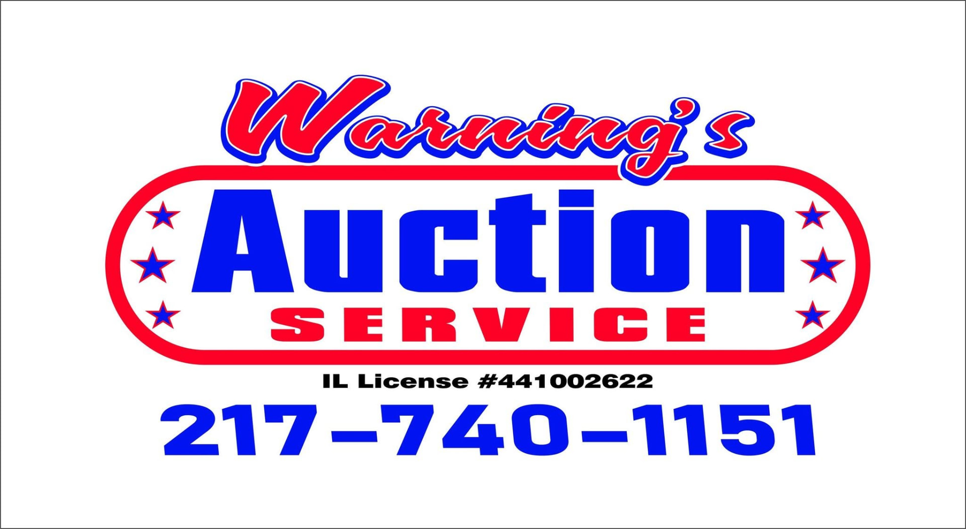 Warning's Auction Service — IL License #441002622 — 217-740-1151