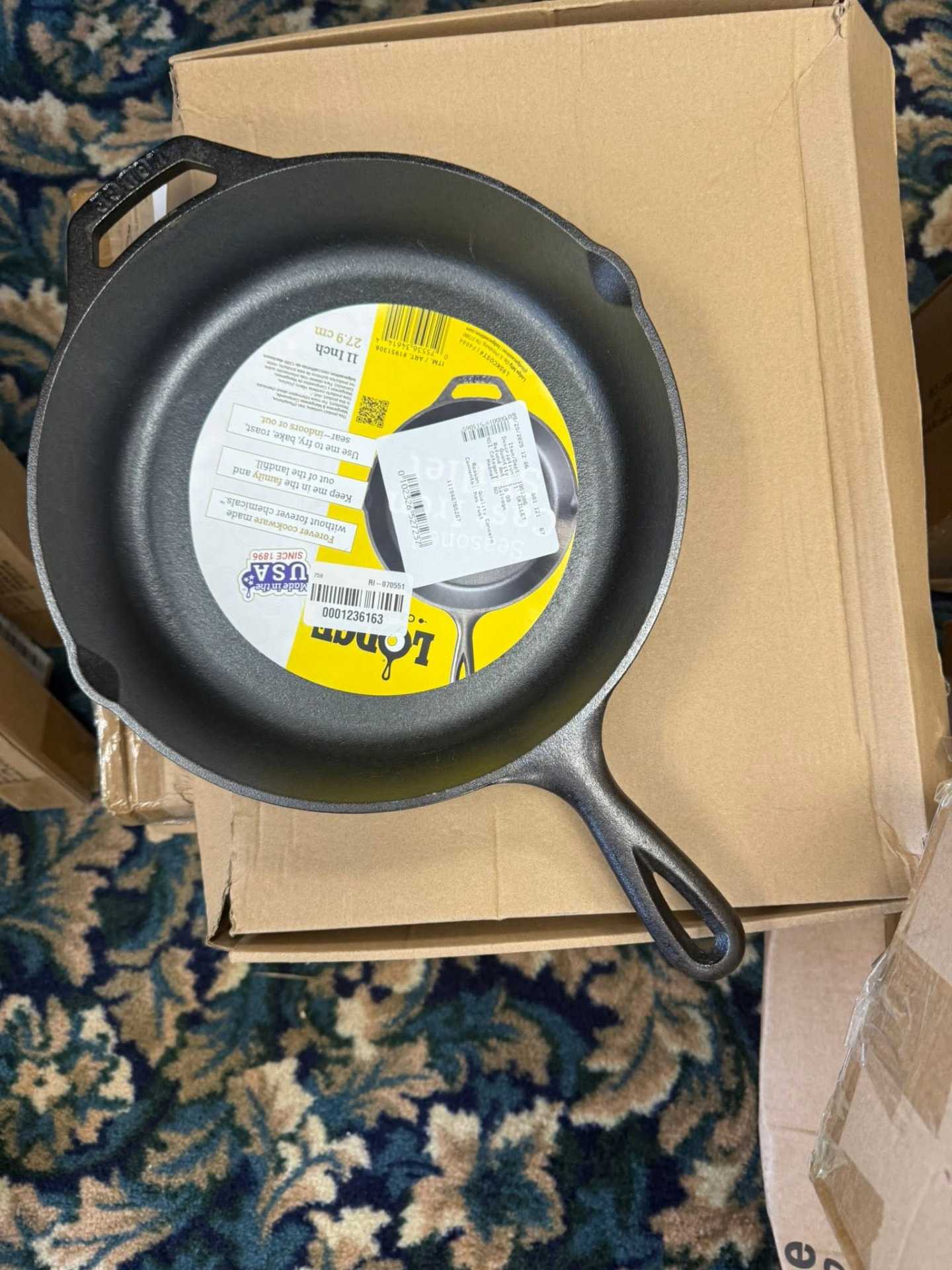 Cast-iron skillet lot in its original box