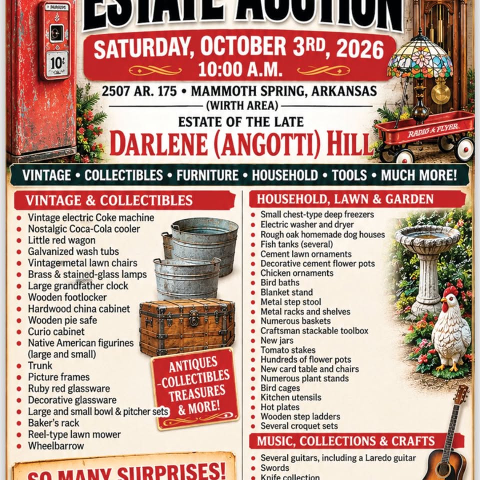 The published flyer for the October 3, 2026 Angotti Estate auction, from Danahy's Facebook page